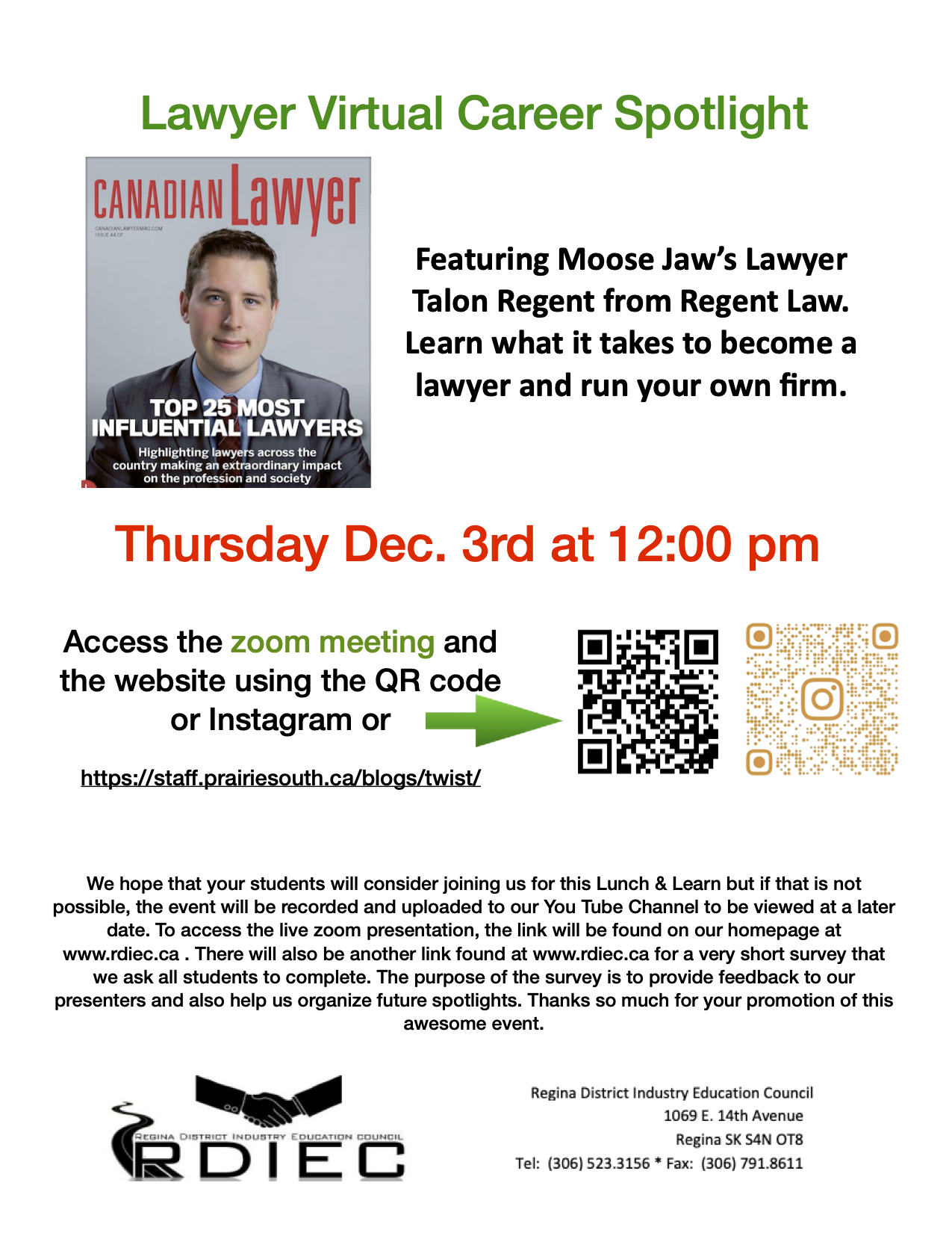 Lawyer Career Spotlight Dec. 3 at 1200 noon Career Spotlights